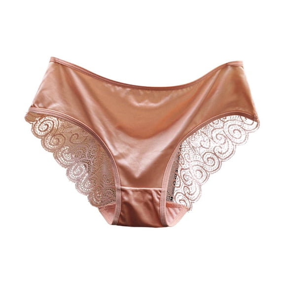 Women's Bow Sexy Cut Hollow Mesh Panties - Low Waist Seamless Satin, M-XL Sizes with Waist/Length - Triangle Top Design