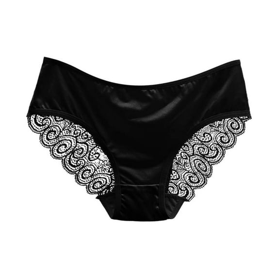 Women's Bow Sexy Cut Hollow Mesh Panties - Low Waist Seamless Satin, M-XL Sizes with Waist/Length - Triangle Top Design