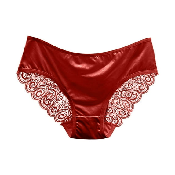 Women's Bow Sexy Cut Hollow Mesh Panties - Low Waist Seamless Satin, M-XL Sizes with Waist/Length - Triangle Top Design