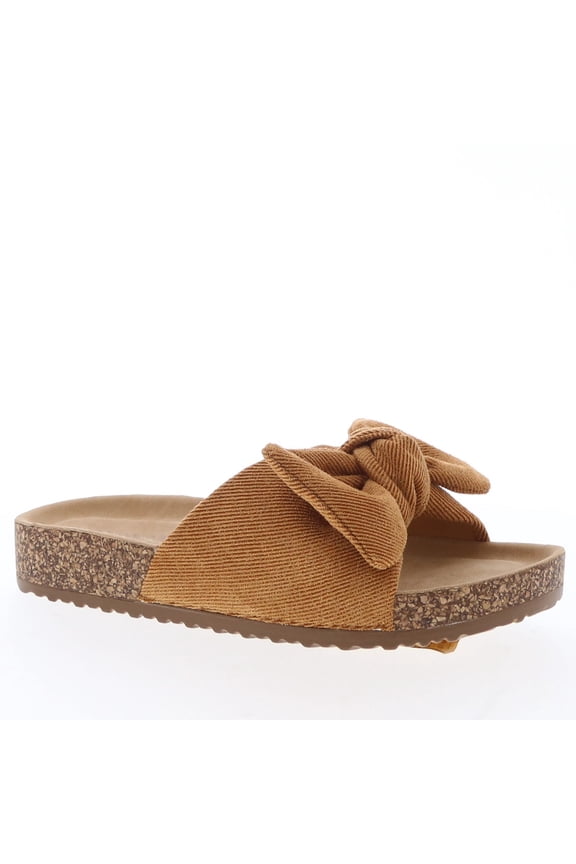 Women’s Bow Slide Sandals Slip On Summer Sandals Cork Midsole, Lightweight Non-Slip Casual Walking Sandals