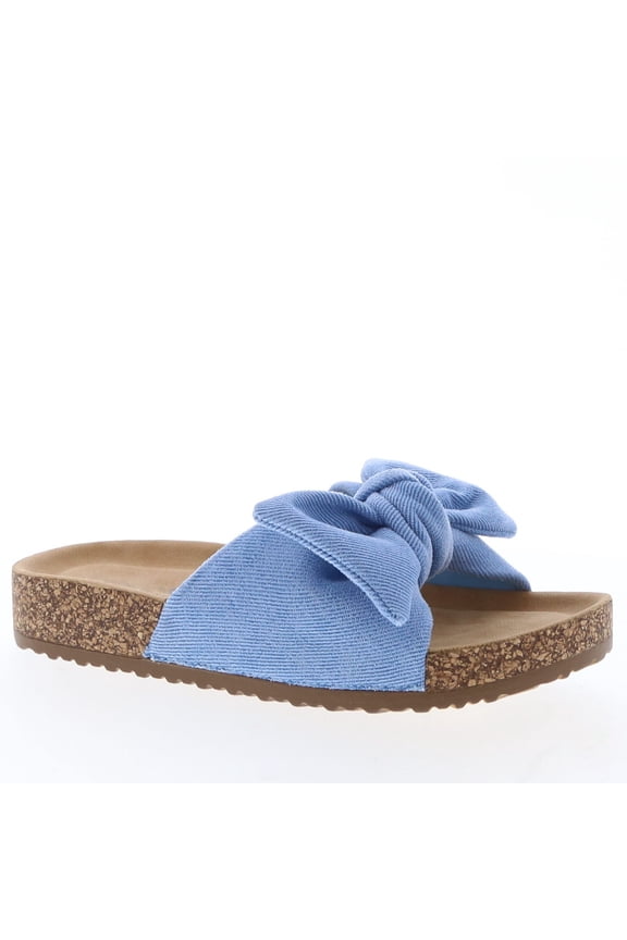 Women’s Bow Slide Sandals Slip On Summer Sandals Cork Midsole, Lightweight Non-Slip Casual Walking Sandals