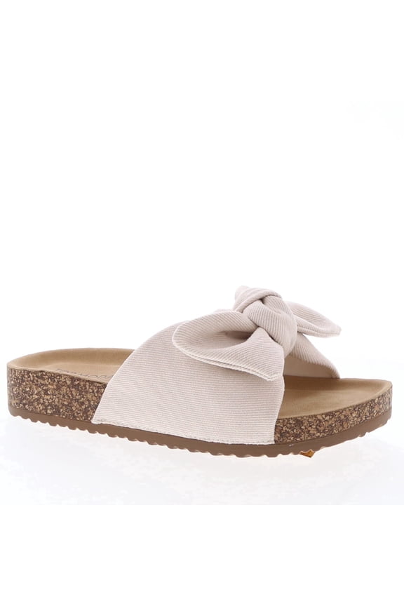 Women’s Bow Slide Sandals Slip On Summer Sandals Cork Midsole, Lightweight Non-Slip Casual Walking Sandals