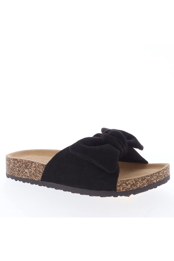 Women’s Bow Slide Sandals Slip On Summer Sandals Cork Midsole, Lightweight Non-Slip Casual Walking Sandals