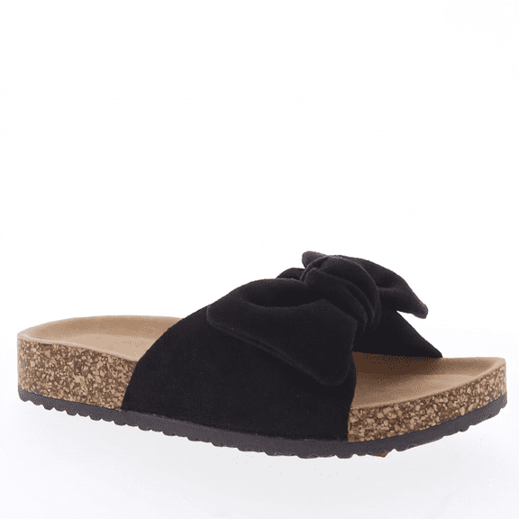 Women’s Bow Slide Sandals Slip On Summer Sandals Cork Midsole, Lightweight Non-Slip Casual Walking Sandals