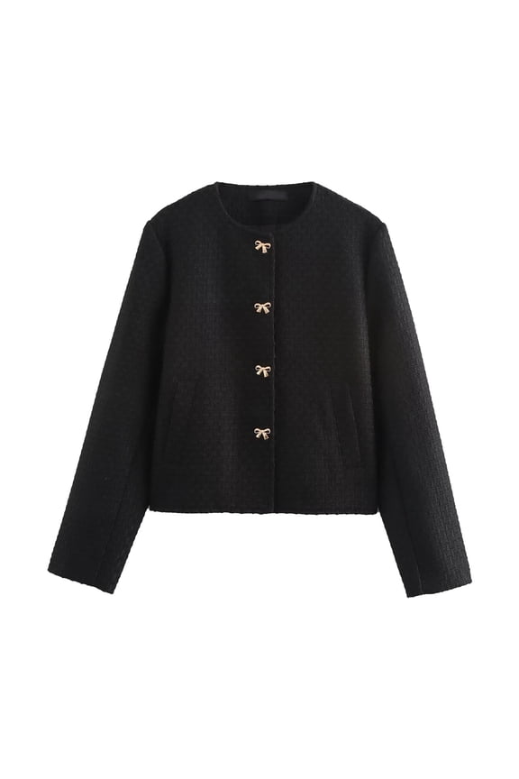 Women's Bow Tie Button Textured Coat Stylish Winter Outerwear Elegant Quilted Jacket For Casual And Formal Wear winter coats for women