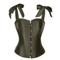 thumbnail image 1 of Women's Bow Tie Corset Tops Renaissance Boned Lace Up Satin Bustier Shapewear Green S, 1 of 3