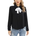 thumbnail image 1 of Women's Blouses Flounce Peter Pan Collar Bow Tie Shirts Long Sleeve Button Down Shirts OL Casual Work Blouse Tops, Black M, 1 of 8