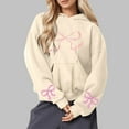 thumbnail image 1 of Byworldtasic Womens Sweatshirts Women's Bow Tie Printed Hooded Sweatshirt Fashionable Loose Casual Long Sleeved Pocket Tops, 1 of 5
