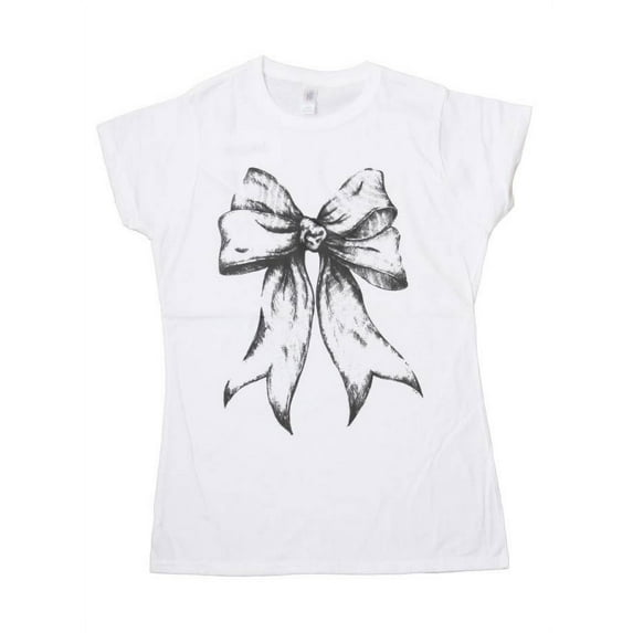 Women's Bow Tie Ribbon T Shirt, White M