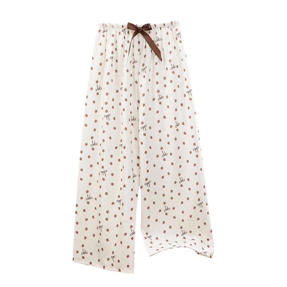 Women's Bow Wide Leg Pajama Pants Floral Print Comfy Elastic Waist Summer Lightweight LoungeSleep Bottoms