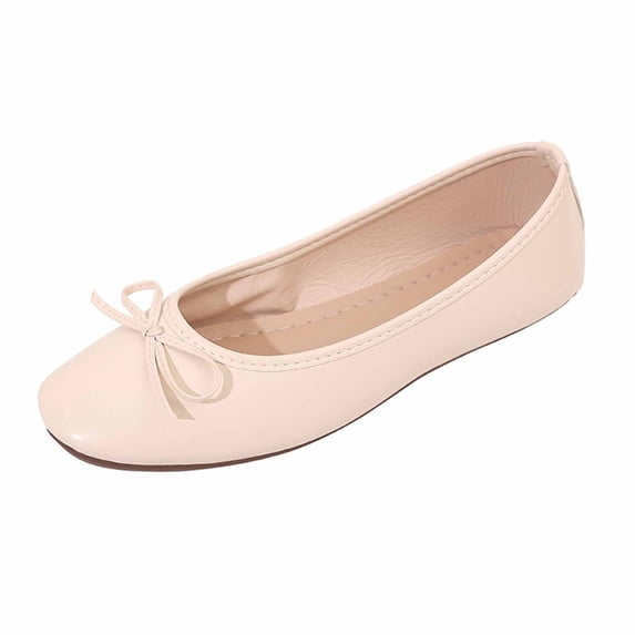 Women's Bowknot Ballet Dance Flat Shoe Bow Dressy Flats Round Toe Slip On Flats Work Shoes for Business Casual Office Lightweight Flat Shoes