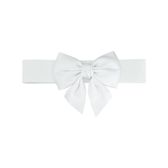 INSPIRE CHICWomen's Plus Size Elastic Wide Belt Dress Bowknot Waistband Decoration Fashion Versatile Belts 26.0-33.5" White