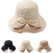 Women's Bowknot Bucket Hat, UPF 50+ Wide Brim Foldable Sun Hat for Beach Travel, Lightweight Adjustable Summer Cap