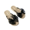 thumbnail image 1 of Women's Bowknot Comfortable Flip Flops Soft Flat Espadrilles Casual Bohemian Beach Thong Sandals for Teen Girls 2025, 1 of 4