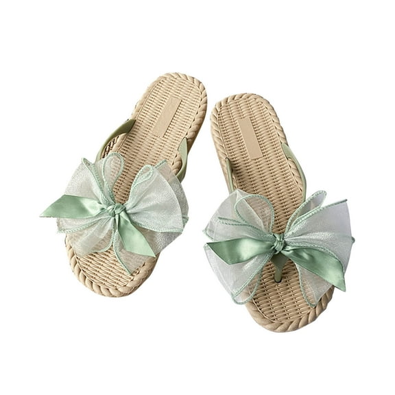 Women's Bowknot Comfortable Flip Flops Soft Flat Espadrilles Casual Bohemian Beach Thong Sandals for Teen Girls 2025
