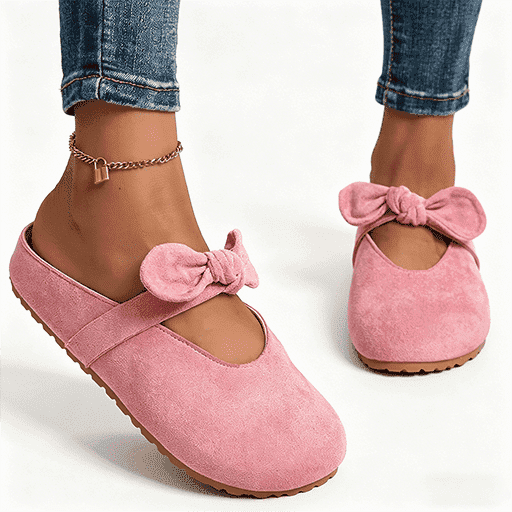 Women's Bowknot Faux Suede Mule Clogs, Slip-On Closed-Toe Casual Comfort Slides