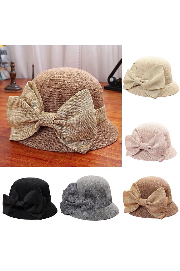 Women's Bowknot Fisherman Hat, Summer Soft Brim Sun Hat with Wide Brim, Casual and Fashionable Bucket Hat for Beach, Vacation, and Outdoor Activities-Beige
