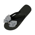 thumbnail image 1 of Women's Bowknot Flip Flops Summer Beach Slippers Striped Flat Thong Sandals Soft Comfortable Outdoor Shoes Black 40, 1 of 8