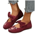 thumbnail image 1 of Women's Bowknot Mary Jane Ballet Flats Vintage Flower Embroidered Beach Casual Bow Low Heel Walking Shoes, 1 of 7