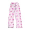 thumbnail image 1 of Women's Bowknot Print Plush Pajama Pants, Soft Fleece Casual Sleep Lounge Trousers Warm Nightwear Slacks, Purple Pink, XS, 1 of 5