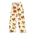 thumbnail image 1 of Women's Bowknot Print Plush Pajama Pants, Soft Fleece Casual Sleep Lounge Trousers Warm Nightwear Slacks, Yellow, XL, 1 of 5