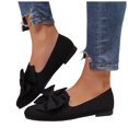 thumbnail image 1 of Women's Bowknot Square Toe Ballet Flat Shoes Low Top Casual Dress Shoes Comfortable Slip On Flat Low Top Loafers Black Size 8.5, 1 of 6