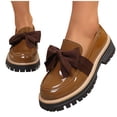 thumbnail image 1 of Women's Bowknot Thick Sole Loafers Work Office Business Casual Patent Leather Dress Shoes Chunky Heel Comfortable Slip On Shoes, 1 of 9