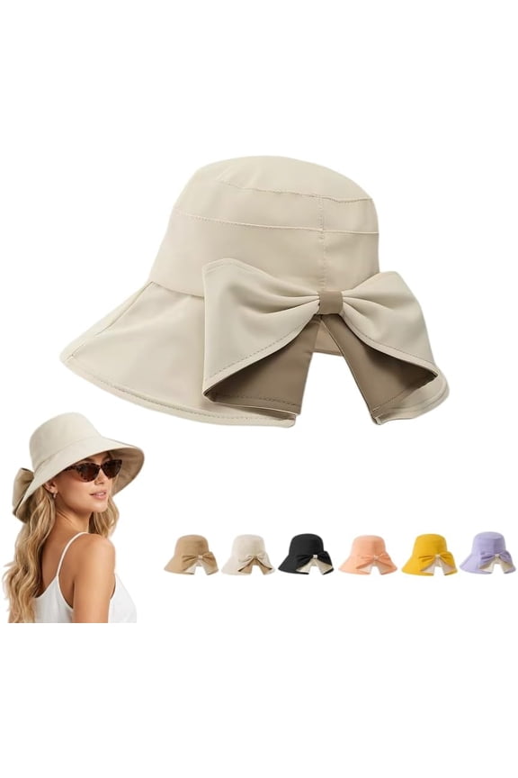 Women's Bowknot Wide Brim Sun Hat – Foldable, 360° Protection UV Protection Breathable Summer Travel Beach Hat