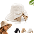thumbnail image 1 of Women's Bowknot Wide Brim Sun Hat, Foldable Summer Beach Cap Breathable Polyester, 1 of 9