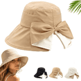 thumbnail image 1 of Bowknot Wide Brim Sun Protective Hat for Women, 360° UV Block Foldable Beach Hat, Packable Sun Hat for Travel, Cruise & Pool, 1 of 9