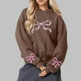 thumbnail image 1 of Byworldtasic Womens Sweatshirts Women's Bows Prints Pullover Hoodie Long Sleeve Loose Fit Solid Color Y2K Fashion Sweatshirt, 1 of 5