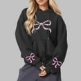 thumbnail image 1 of Byworldtasic Womens Sweatshirts Women's Bows Prints Pullover Hoodie Long Sleeve Loose Fit Solid Color Y2K Fashion Sweatshirt, 1 of 5