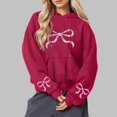 thumbnail image 1 of Byworldtasic Womens Sweatshirts Women's Bows Prints Pullover Hoodie Long Sleeve Loose Fit Solid Color Y2K Fashion Sweatshirt, 1 of 5