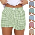 thumbnail image 1 of Women's Boxer Shorts Summer Gingham Striped Drawstring Pajama Lounge Shorts With Pockets Trendy Cute Beach Bottoms, 1 of 5