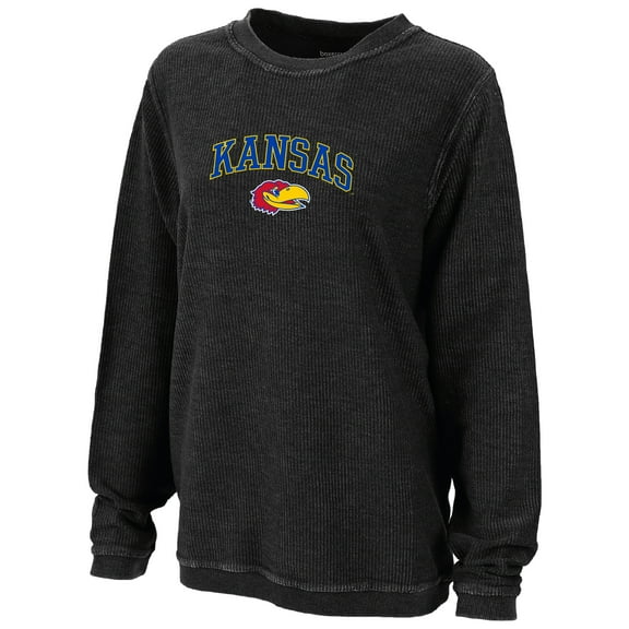 Women's Boxercraft Black Kansas Jayhawks Rally Corduroy Pullover Sweatshirt