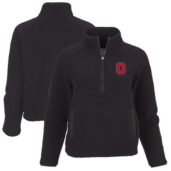 Women's Boxercraft Black Ohio State Buckeyes Everest Raglan Fleece Half-Zip Sweatshirt