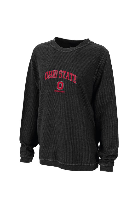 Women's Boxercraft Black Ohio State Buckeyes Rally Corduroy Pullover Sweatshirt