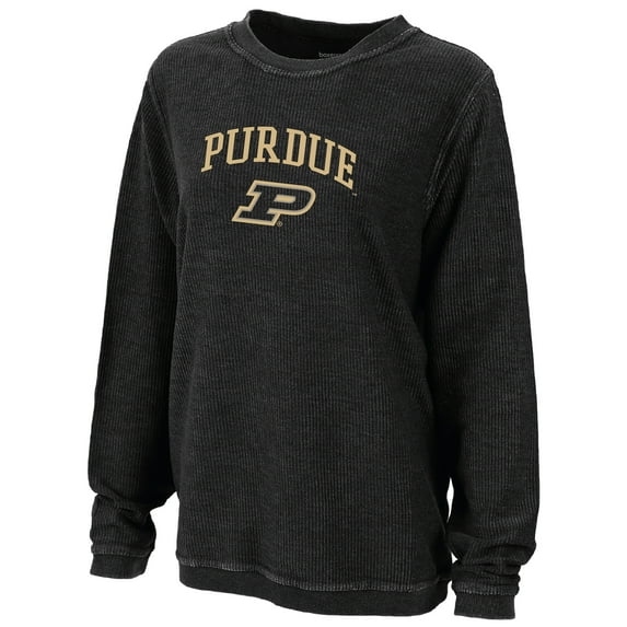 Women's Boxercraft Black Purdue Boilermakers Rally Corduroy Pullover Sweatshirt