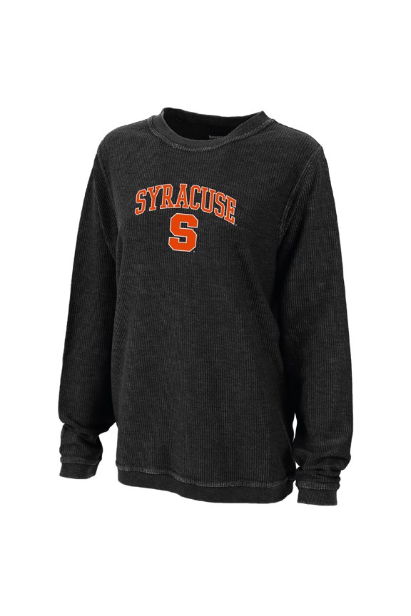 Women's Boxercraft Black Syracuse Orange Rally Corduroy Pullover Sweatshirt