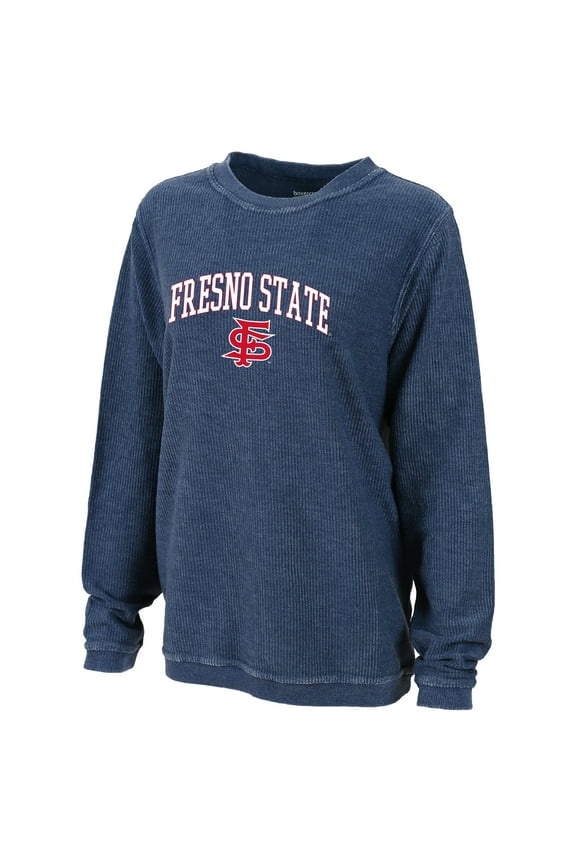 Women's Boxercraft Blue Fresno State Bulldogs Rally Corduroy Pullover Sweatshirt