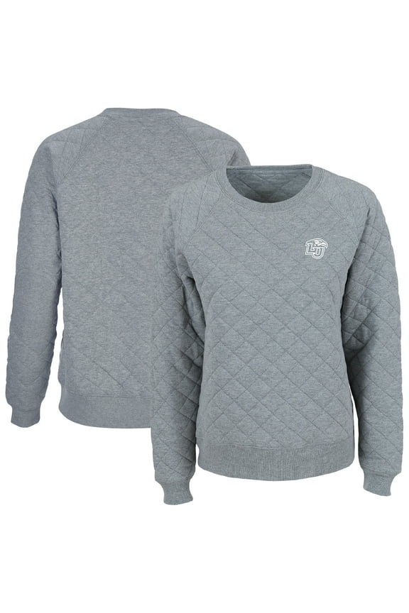 Women's Boxercraft Gray Liberty Flames Quilted Pullover Sweatshirt