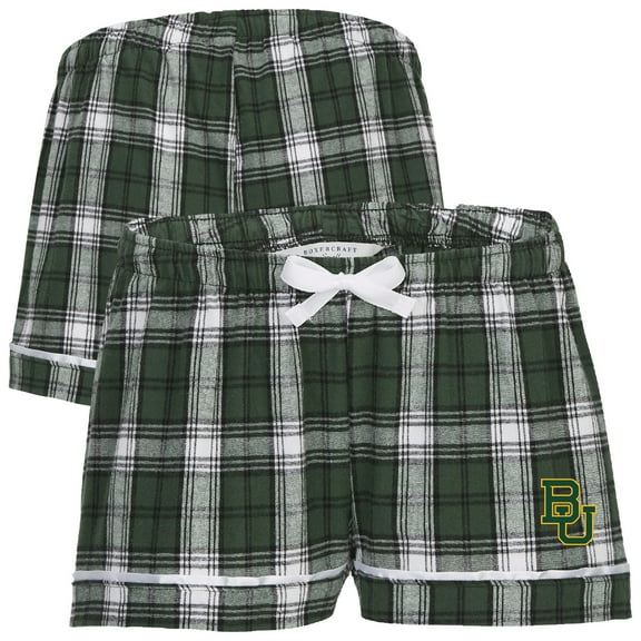 Women's Boxercraft Green Baylor Bears Flannel Shorts