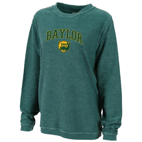 Women's Boxercraft Green Baylor Bears Rally Corduroy Pullover Sweatshirt