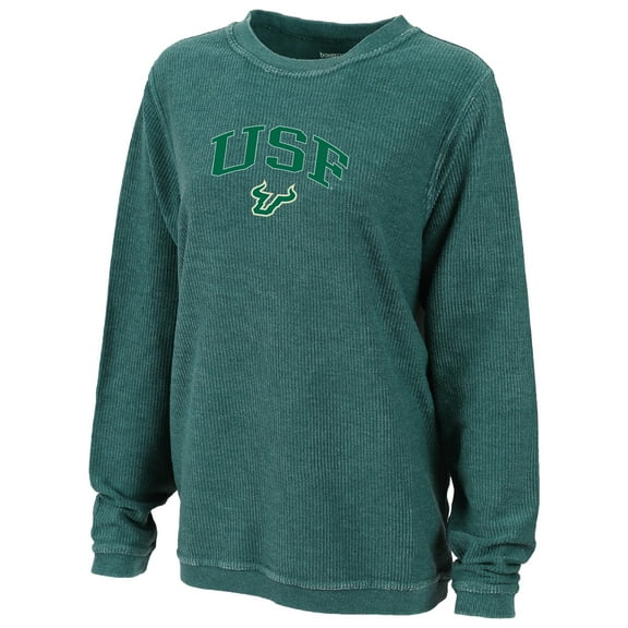 Women's Boxercraft Green South Florida Bulls Rally Corduroy Pullover Sweatshirt