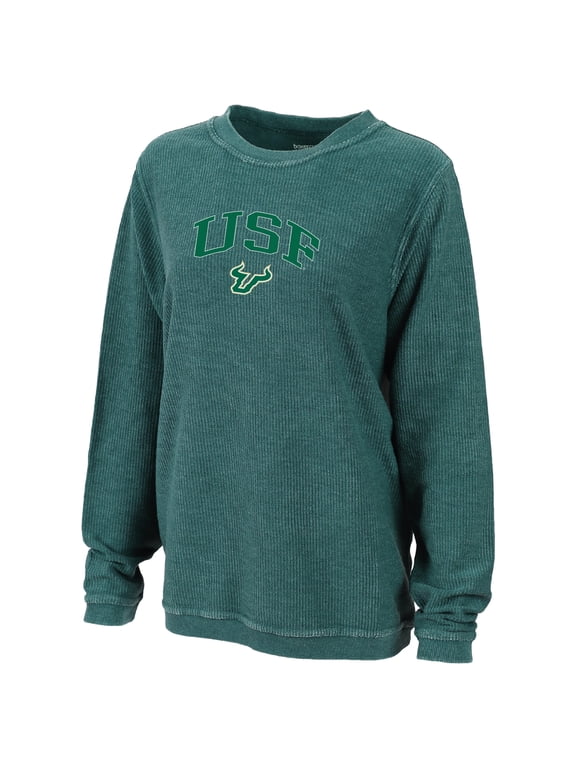Women's Boxercraft Green South Florida Bulls Rally Corduroy Pullover Sweatshirt