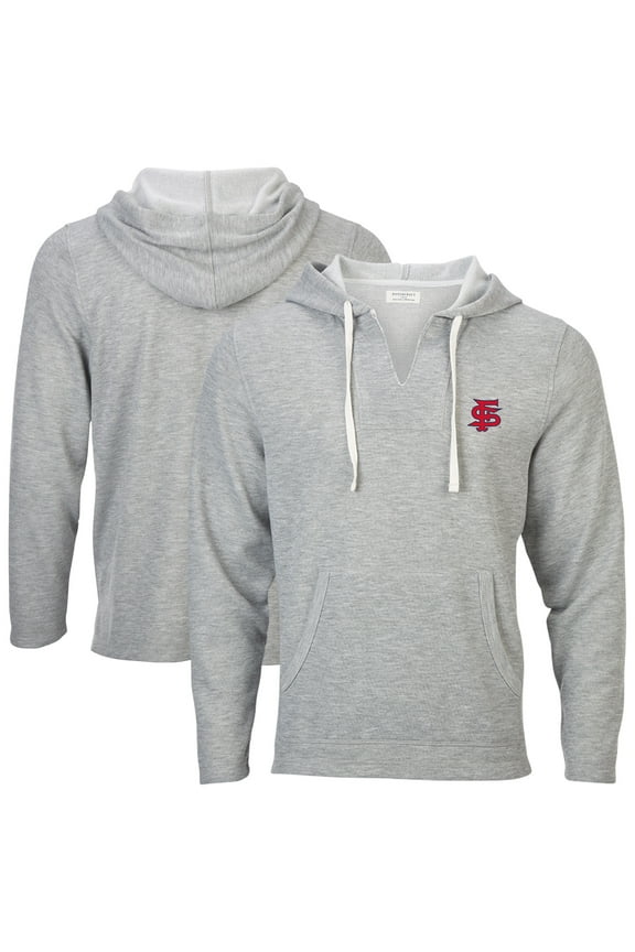 Women's Boxercraft Heather Gray Fresno State Bulldogs Baja Fleece V-Neck Pullover Hoodie