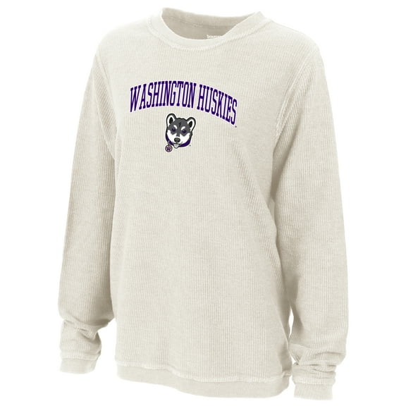 Women's Boxercraft Natural Washington Huskies Rally Corduroy Pullover Sweatshirt