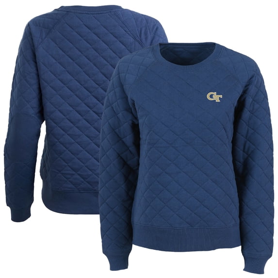 Women's Boxercraft Navy Georgia Tech Yellow Jackets Quilted Pullover Sweatshirt