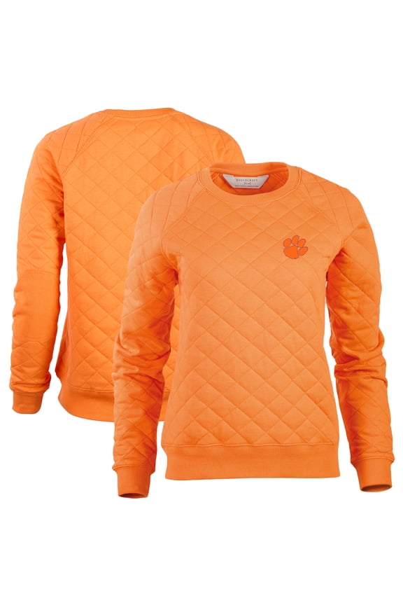 Women's Boxercraft Orange Clemson Tigers Quilted Pullover Sweatshirt