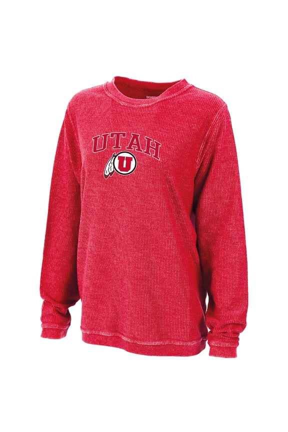 Women's Boxercraft Red Utah Utes Rally Corduroy Pullover Sweatshirt
